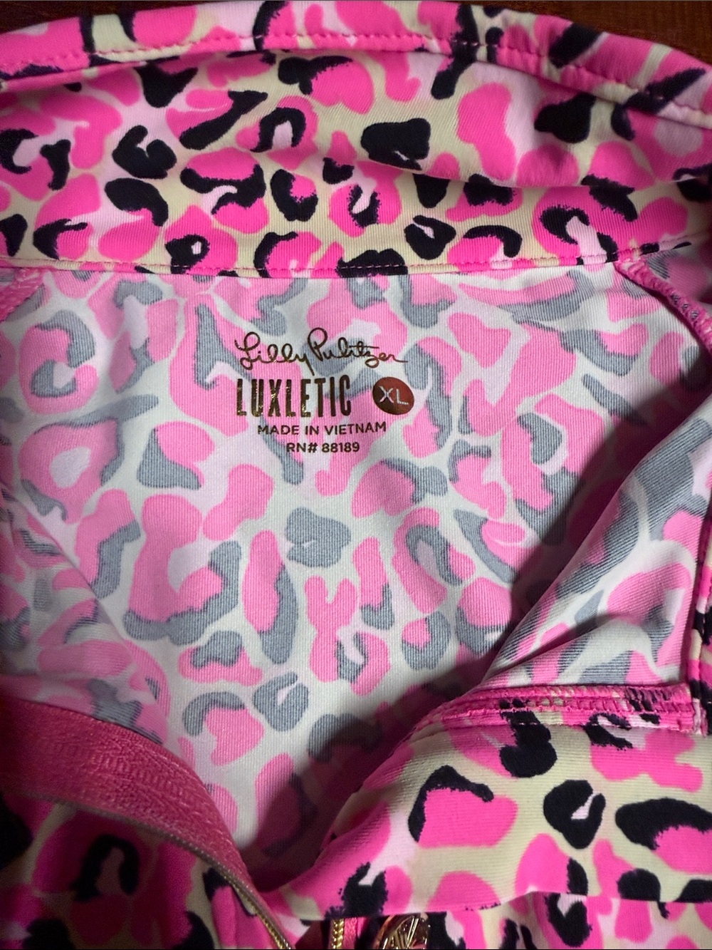 Lilly Pulitzer Girls Pink Leopard-Print Long Sleeve Swim Rashguard - Picture 2 of 2
